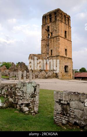 Panamá Viejo (vecchia città di Panama), primo insediamento europeo permanente sull'Oceano Pacifico, distrutto nel 1670, Panama, America centrale - foto ufficiale Foto Stock