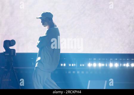 Chicago, Stati Uniti. 14 luglio 2023. Rapper NF (Nathan Feuerstein) durante l'Hope Tour all'Allstate Arena di Rosemont, Illinois, il 14 luglio 2023 (foto di Daniel DeSlover/Sipa USA) credito: SIPA USA/Alamy Live News Foto Stock