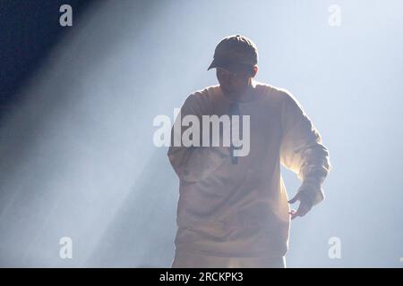 Chicago, Stati Uniti. 14 luglio 2023. Rapper NF (Nathan Feuerstein) durante l'Hope Tour all'Allstate Arena di Rosemont, Illinois, il 14 luglio 2023 (foto di Daniel DeSlover/Sipa USA) credito: SIPA USA/Alamy Live News Foto Stock