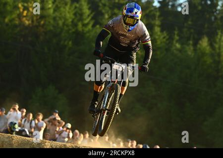 Jablonec nad Nisou, Repubblica Ceca. 15 luglio 2023. Il pilota Tomas Slavik della Repubblica Ceca in azione durante la gara JBC 4X Revelations a Jablonec nad Nisou, Repubblica Ceca, 15 luglio 2023. Crediti: Radek Petrasek/CTK Photo/Alamy Live News Foto Stock