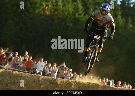 Jablonec nad Nisou, Repubblica Ceca. 15 luglio 2023. Il pilota Tomas Slavik della Repubblica Ceca in azione durante la gara JBC 4X Revelations a Jablonec nad Nisou, Repubblica Ceca, 15 luglio 2023. Crediti: Radek Petrasek/CTK Photo/Alamy Live News Foto Stock