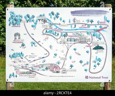 Shugborough Estate, Milford, Staffordshire, Inghilterra, Regno Unito - Mappa informativa per i visitatori Foto Stock