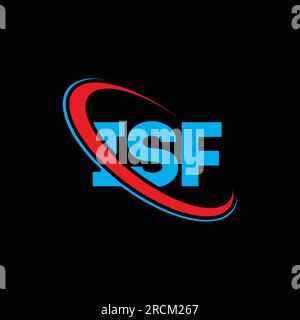 Logo ISF. Lettera ISF. Logo ISF Letter. Iniziali logo ISF associato a un cerchio e un monogramma maiuscolo. Tipografia ISF per tecnologia, affari Illustrazione Vettoriale