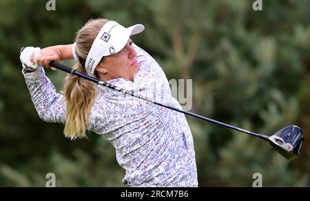 Noora Komulainen nella seconda giornata dell'Aramco Team Series 2023 al Centurion Club, Hertfordshire. Data foto: Sabato 15 luglio 2023. Foto Stock