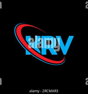 Logo KRV. Lettera KRV. Logo KRV Letter. Iniziali logo KRV collegato con cerchio e logo monogramma maiuscolo. Tipografia KRV per tecnologia, attività commerciali Illustrazione Vettoriale