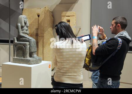 Statua raffigurante la principessa Redji, granodiorite, antico regno, III dinastia, Saqquara, Museo Egizio, Torino, Piemonte, Italia Foto Stock