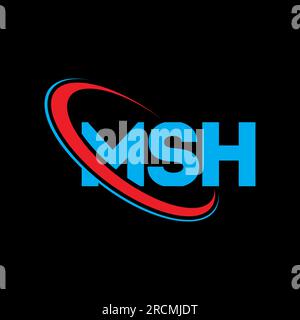 Logo MSH. MSH Letter. Logo MSH Letter. Iniziali del logo MSH con cerchio e monogramma maiuscolo. Tipografia MSH per tecnologia, attività commerciali Illustrazione Vettoriale