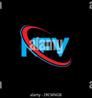 Logo NFV. Lettera NFV. Logo NFV Letter. Iniziali logo NFV associato a un cerchio e un monogramma maiuscolo. Tipografia NFV per tecnologia, attività commerciali Illustrazione Vettoriale
