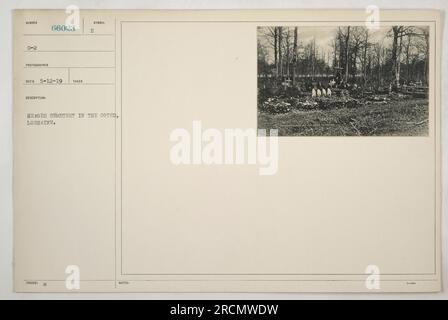 Fotografa un cimitero conosciuto come Heroes Cemetery nella regione di Cotes in Lorena. La foto è stata scattata il 12 maggio 1919 dal fotografo Reco. Il cimitero è contrassegnato con il simbolo 66023 e ed è visto come un commovente tributo agli eroi caduti della prima guerra mondiale Attualmente, la condizione del cimitero è sconosciuta. Foto Stock