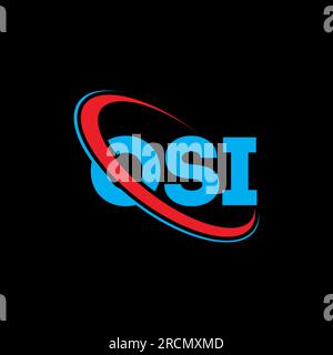 Logo OSI. Lettera OSI. Logo OSI Letter. Iniziali logo OSI collegato con cerchio e logo monogramma maiuscolo. Tipografia OSI per tecnologia, attività commerciali Illustrazione Vettoriale