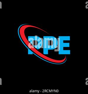 Logo PPE. Lettera PPE. Logo DPI Letter. Logo PPE con logo circolare e monogramma maiuscolo. Tipografia DPI per tecnologia, attività commerciali Illustrazione Vettoriale