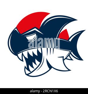 design del logo vettoriale dei giochi sportivi elettronici mascotte shark Illustrazione Vettoriale