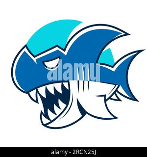 design del logo vettoriale dei giochi sportivi elettronici mascotte shark Illustrazione Vettoriale