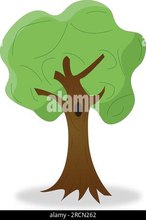 Icona del vettore albero verde isolata su sfondo trasparente o bianco, concetto del logo albero Illustrazione Vettoriale