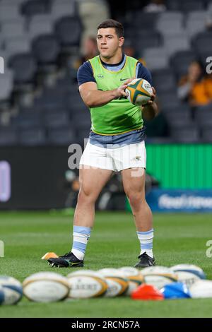 Sydney, Australia. 15 luglio 2023. Il giocatore argentino si riscalda prima della partita del campionato di rugby eToro 2023 tra Australia e Argentina al CommBank Stadium il 15 luglio 2023 a Sydney, Australia Credit: IOIO IMAGES/Alamy Live News Foto Stock