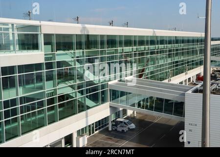 München-Flughafen, edificio dell'aeroporto Franz Josef Strauss di Monaco. Foto Stock