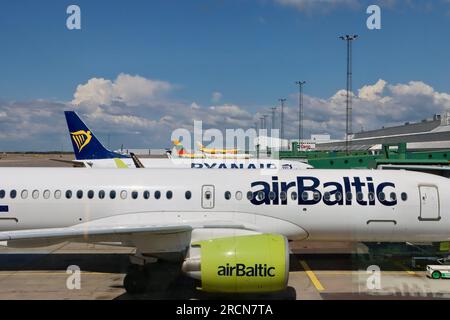 Aereo Baltico al gate dell'aeroporto di Gothenburg-Landvetter in Svezia Foto Stock