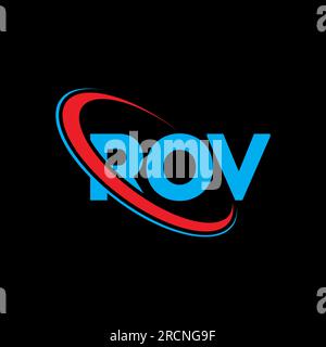 Logo ROV. Lettera ROV. Logo ROV Letter. Logo ROV iniziali associato a un logo con cerchio e monogramma maiuscolo. Tipografia ROV per tecnologia, attività commerciali Illustrazione Vettoriale