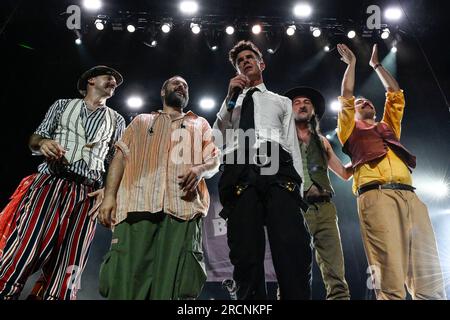 Roma, Italia. 15 luglio 2023. Nobraino durante il concerto del Nobraino Roma Summer Fest 2023, all'Auditorium Parco della musica, 14 luglio 2023 Roma (foto di Domenico Cippitelli/NurPhoto) crediti: NurPhoto SRL/Alamy Live News Foto Stock