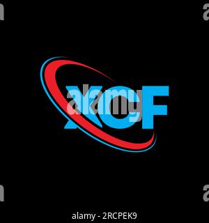 Logo XCF. Lettera XCF. Logo XCF Letter. Logo XCF con logo circolare e monogramma maiuscolo. Tipografia XCF per tecnologia, attività commerciali Illustrazione Vettoriale