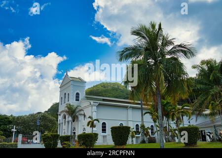 Mahe Seychelles 16.07.2023 l'edificio esterno dell'immacolata cattedrale di concezione, costruito nel 1861, la cattedrale principale per il cattolico romano, Mahe Foto Stock