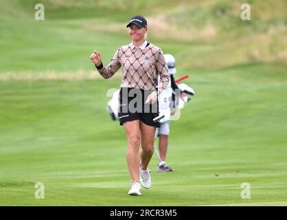 Charley Hull il diciottesimo giorno tre delle Aramco Team Series 2023 al Centurion Club, Hertfordshire. Data foto: Domenica 16 luglio 2023. Foto Stock