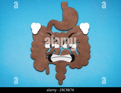 Sindrome dell'intestino irritabile - IBS - disturbo cronico che colpisce l'intestino crasso senza alcuna causa organica identificabile - illustrazione concettuale Foto Stock