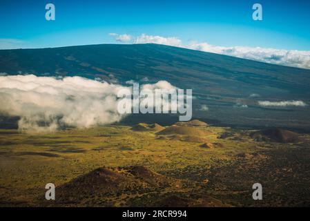 Coni di ceneri sul pendio del Mauna Loa Foto Stock