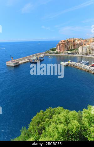 Vista di Port Fontvieille, Principato di Monaco, Monaco, Monte Carlo Foto Stock