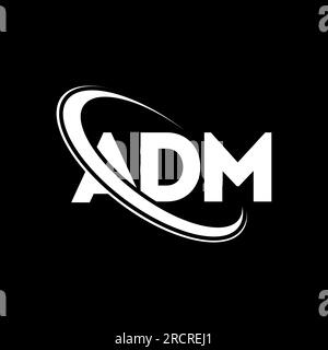 Logo ADM. Lettera ADM. Logo ADM Letter. Iniziali logo ADM associato a un logo con cerchio e monogramma maiuscolo. Tipografia ADM per la tecnologia, le aziende Illustrazione Vettoriale