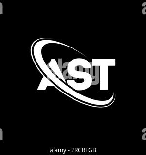 Logo AST. Lettera AST. Logo AST Letter. Iniziali logo AST associato a un logo con cerchio e monogramma maiuscolo. Tipografia AST per tecnologia, attività commerciali Illustrazione Vettoriale