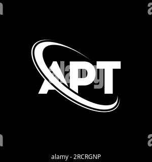 Logo APT. APT Letter. Logo APT Letter. Logo APT iniziali associato a un logo con cerchio e monogramma maiuscolo. Tipografia APT per tecnologia, affari Illustrazione Vettoriale