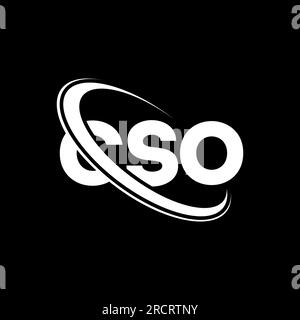 Logo CSO. Lettera CSO. Logo CSO Letter. Iniziali logo CSO associato a un logo con cerchio e monogramma maiuscolo. Tipografia CSO per tecnologia, attività commerciali Illustrazione Vettoriale