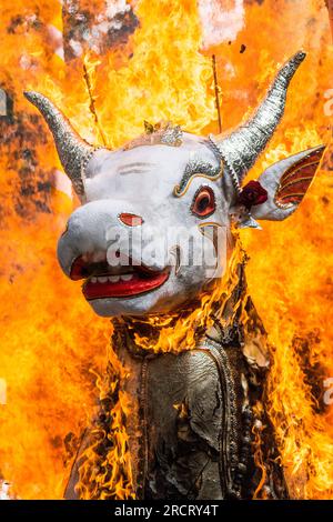 Burning Funeral Lembu, Ubud, Bali, Indonesia Foto Stock