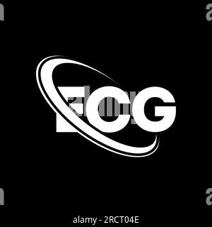 Logo ECG. Lettera ECG. Logo ECG Letter. Logo ECG con iniziali associate a un cerchio e un logo con monogramma maiuscolo. Tipografia ECG per tecnologia, attività commerciali Illustrazione Vettoriale