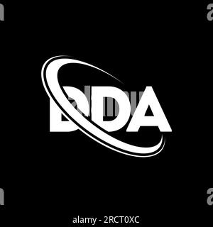 Logo DDA. Lettera DDA. Logo DDA Letter. Iniziali logo DDA associato a un cerchio e un monogramma maiuscolo. Tipografia DDA per tecnologia, attività commerciali Illustrazione Vettoriale
