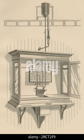 Antique 1878 Engraving from Annual Report of the New York Meteorological Observatory di Daniel Draper, raffigurante Draper's Rain and Snow Gauge. FONTE: INCISIONE ORIGINALE Foto Stock