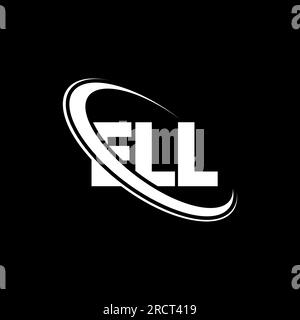 Logo ELL. SCRIVI lettera. Logo ELL Letter. Le iniziali INDICANO il logo associato a un cerchio e un monogramma maiuscolo. ELL tipografia per tecnologia, affari Illustrazione Vettoriale
