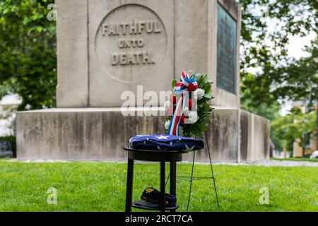 Cerimonia in onore della vita di George Washington Dugan, l'unico uomo nero di Concord ad arruolarsi nella guerra civile. Foto Stock