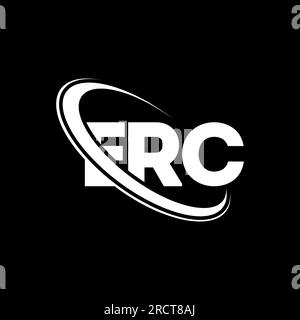 Logo ERC. Lettera ERC. Logo ERC Letter. Iniziali logo ERC associato a un logo con cerchio e monogramma maiuscolo. ERC tipografia per tecnologia, attività commerciali Illustrazione Vettoriale
