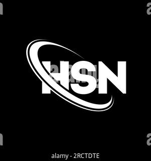 Logo HSN. Lettera HSN. Logo HSN Letter. Logo HSN con logo circolare e monogramma maiuscolo. Tipografia HSN per la tecnologia e le attività commerciali Illustrazione Vettoriale