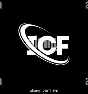 Logo ICF. Lettera ICF. Logo ICF Letter. Iniziali logo ICF associato a un cerchio e un monogramma maiuscolo. Tipografia ICF per la tecnologia, le imprese Illustrazione Vettoriale