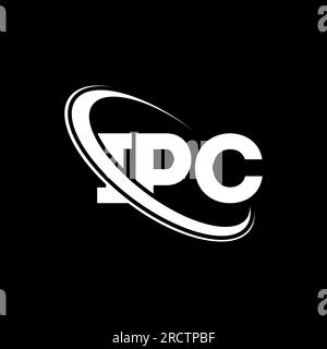 Logo IPC. Lettera IPC. Logo IPC Letter. Iniziali logo IPC associato a un cerchio e un monogramma maiuscolo. Tipografia IPC per la tecnologia, le aziende Illustrazione Vettoriale