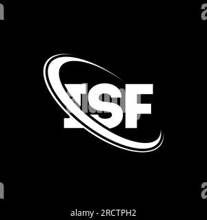 Logo ISF. Lettera ISF. Logo ISF Letter. Iniziali logo ISF associato a un cerchio e un monogramma maiuscolo. Tipografia ISF per tecnologia, affari Illustrazione Vettoriale
