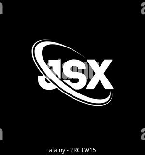 Logo JSX. Lettera JSX. Logo JSX Letter. Logo JSX con logo circolare e monogramma maiuscolo. Tipografia JSX per tecnologia, attività commerciali Illustrazione Vettoriale
