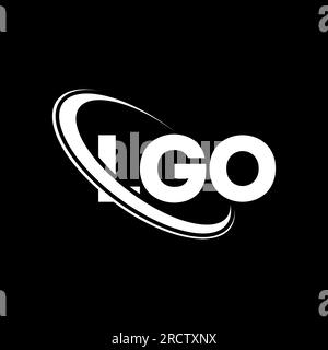 Logo LGO. LGO Letter. Logo LGO Letter. Logo LGO con logo circolare e monogramma maiuscolo. Tipografia LGO per tecnologia, affari Illustrazione Vettoriale