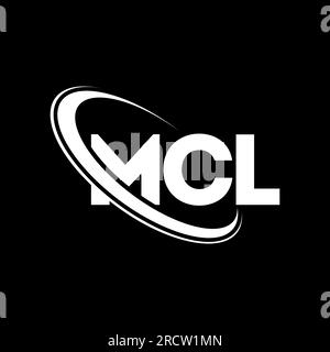 Logo MCL. Lettera MCL. Logo MCL Letter. Logo MCL iniziali associato a un cerchio e un monogramma maiuscolo. Tipografia MCL per tecnologia, attività commerciali Illustrazione Vettoriale