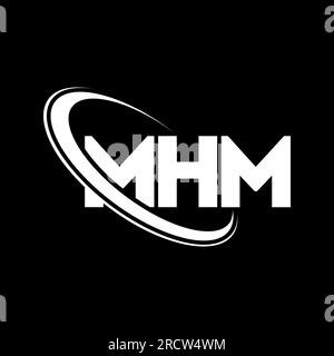 Logo MHM. Lettera MHM. Logo MHM Letter. Iniziali logo MHM associato a un logo circolare e a un monogramma maiuscolo. Tipografia MHM per tecnologia, affari Illustrazione Vettoriale