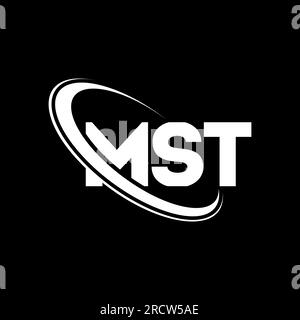 Logo MST. Lettera MST. Logo MST Letter. Iniziali logo MST associato a un logo con cerchio e monogramma maiuscolo. Tipografia MST per la tecnologia e le attività commerciali Illustrazione Vettoriale