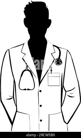 Medico con la silhouette dello stetoscopio. Illustrazione vettoriale Illustrazione Vettoriale